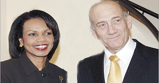 أولمرت يكشف خفايا امتناع رايس عن التصويت على قرار غزة