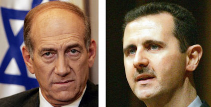 أولمرت اتصل هاتفياً بالأسد وأردوغان قبل حرب غزة