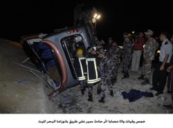 خمس وفيات و25 مصابا اثر حادث سير على طريق بانوراما البحر الميت