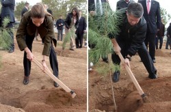 الملك والملكة يزرعان الاشجار في غابة وصفي التل