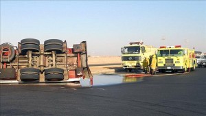 انقلاب صهريج ديزل على جسر مادبا