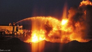 احتراق شاحنة صغيرة داخل مستشفى البشير