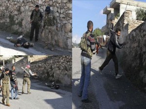 مقاتلو الجيش الحر يعدمون رجلا ميدانيا (صور)