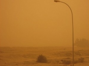 العاصفة الرملية: اغلاق طرق في الجنوب والرياح قطعت الكهرباء في الكرك