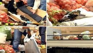 القوات العراقيه تحبط دخول ثلاث شاحنات محملة بالاسلحة من الاردن كانت مخبأه تحت البندوره