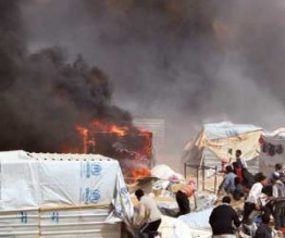 حريق ضخم في مخيم الزعتري