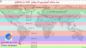 خريطة ساعات الصوم في رمضان المقبل
