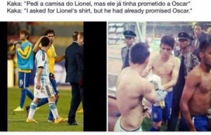 شاهد.. حقيقة ما جرى بين كاكا وميسي