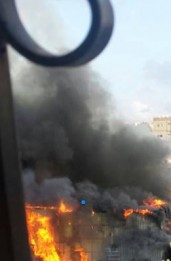 بالصور .. الدفاع المدني يتعامل مع حريق كبير بالحسبة المركزية في اربد