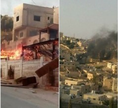 بالصور...إحراق منزل المتهم بقتل شاب في ياجوز