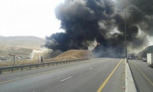 وفاة شخص اثر تدهور صهريج واشتعاله في العقبة