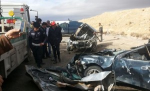 وفاة أربعة أشخاص وإصابة شخص اثر حادث تصادم في الكرك