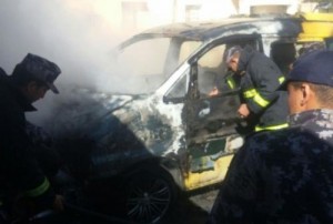 إحراق باص في الهاشمي الشمالي