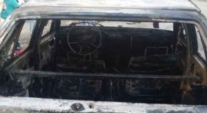 بالصور .. مجهولون يحرقون مركبة في منطقة البارحة باربد