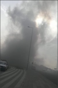 حريق داخل مدينة الحسين الطبية