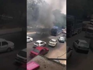 إشتعال حافلة ركاب بوسط البلد في عمان