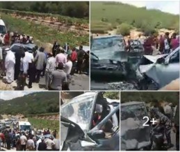 بالصور...وفاة شخص وإصابة 8 آخرين اثر حادث تصادم بين مركبتين في عجلون