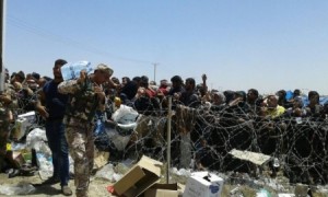 آلاف السوريون يتلقون المساعدات من قبل الاردنيين عبر الحدود الشمالية للمملكة..صور