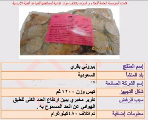 "الغذاء والدواء" تتلف لحوم سعودية غير مطابقة للمواصفات الأردنية.. صورة