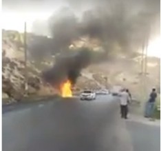 بالفيديو .. تدهور سيارة على نزول الكسارات/عين الباشا واحتراقها بالكامل