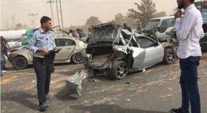 15 اصابة بتصادم 10 مركبات في الجيزة