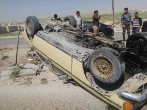 بالصور ....وفاة طفل وإصابة شخصين آخرين اثر حادث تدهور في سحاب