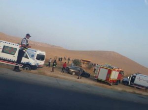 27 اصابة بحادث تدهور حافلة في المفرق