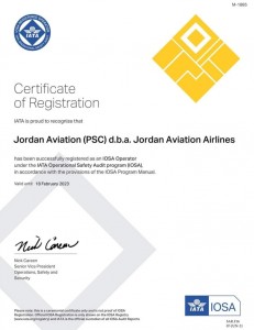 للمره الثامنه الاردنيه للطيران تجدد شهادة الايوسا  العالميه دون تحفظات