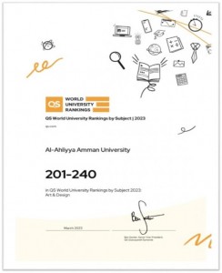 عمان الأهلية ضمن أفضل 240 جامعة عالمية في تخصصات الآداب والتصميم